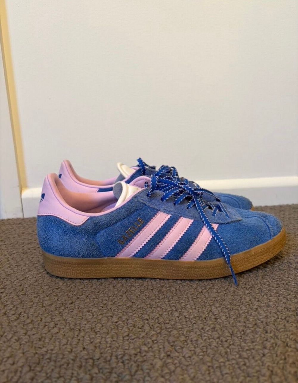 Adidas Gazelle Blue and Pink Suede Sneakers