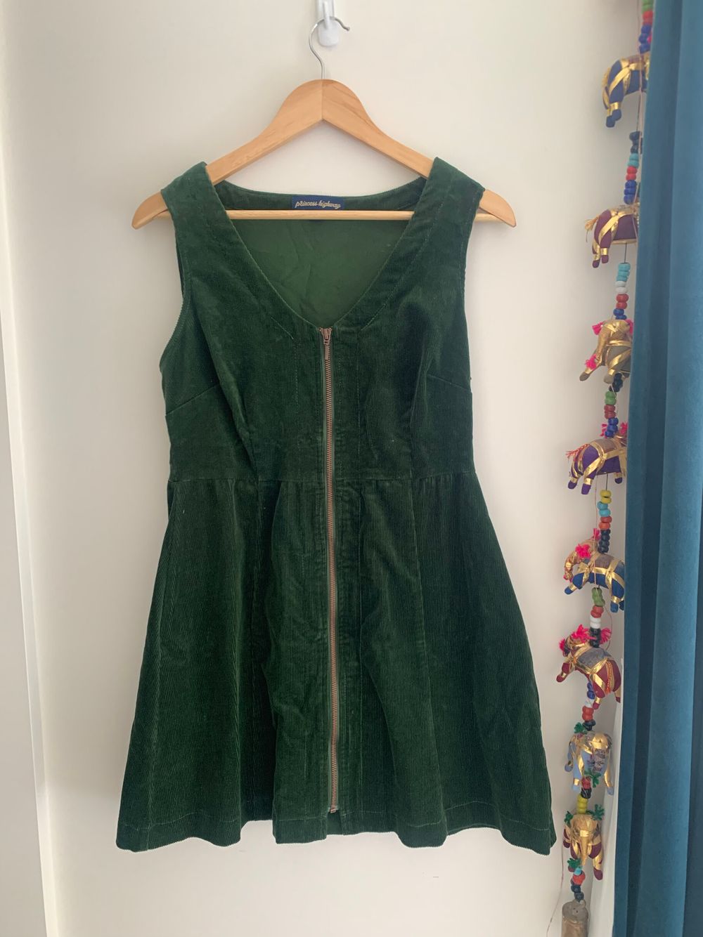 princess highway corduroy dress Princess Highway Dress Womens 8 Green Corduroy Fit Flare 3/4 Sleeve Knee Length