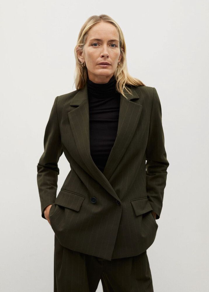 MNG Green Pinstripe Blazer