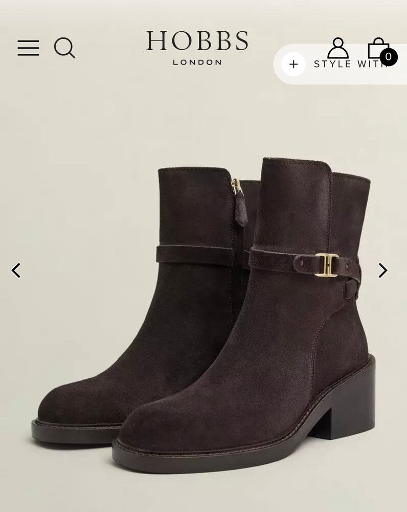 New Hobbs Black Suede Ankle Boots Size 38/39