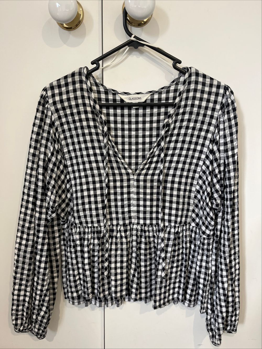 Glassons Black White Check Blouse