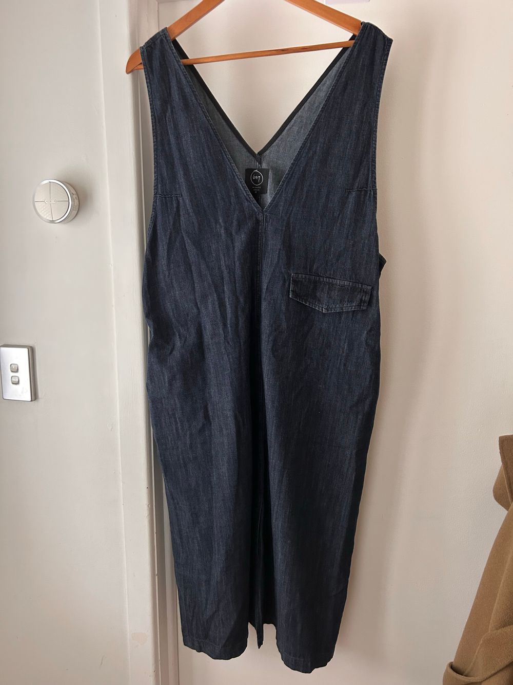 Moochi Blue Denim V-Neck Midi Dress