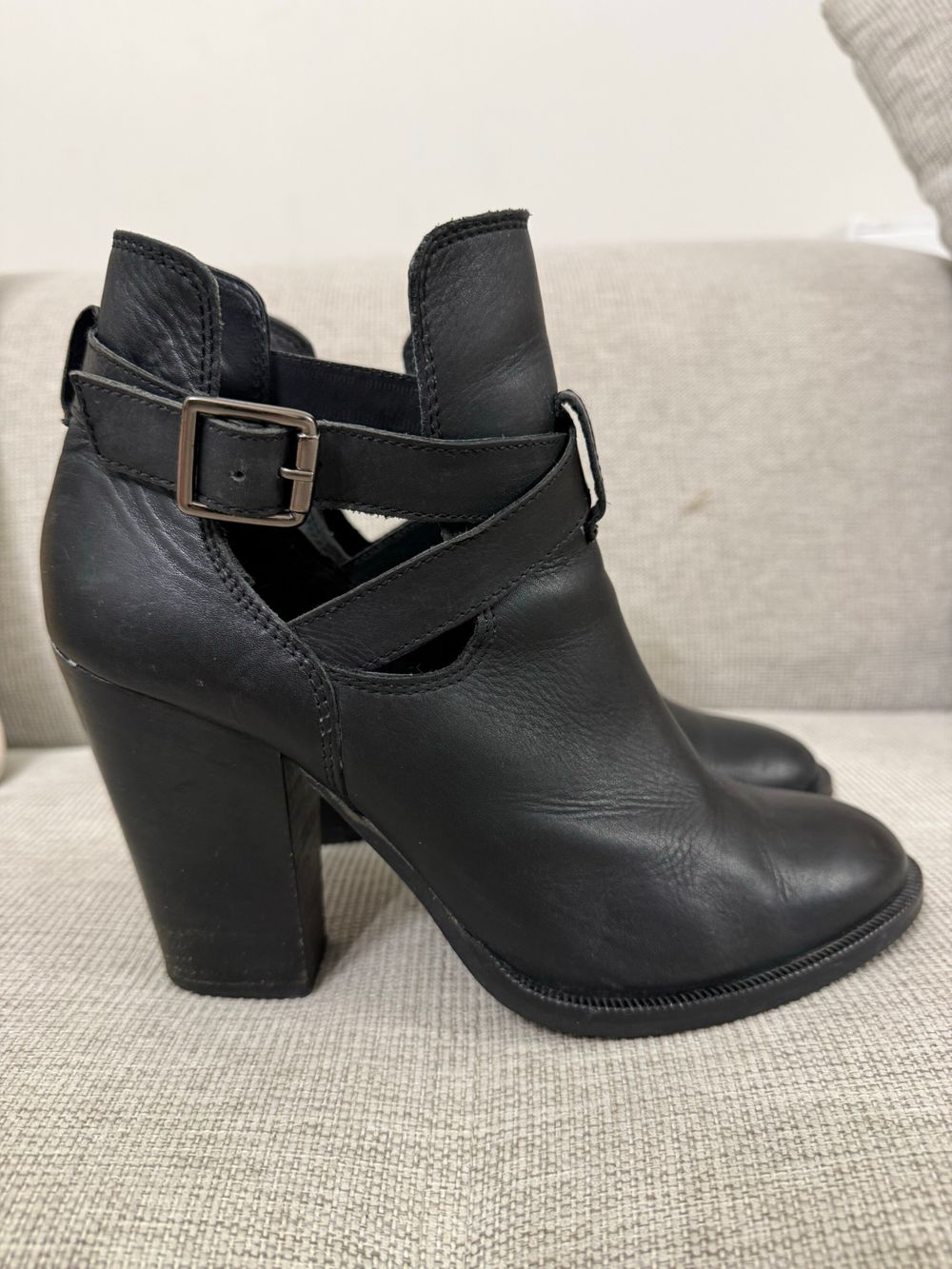 Black leather boots