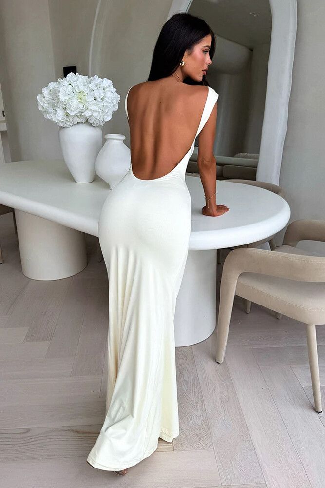 white midi maxi dress White Boho Dress White / L
