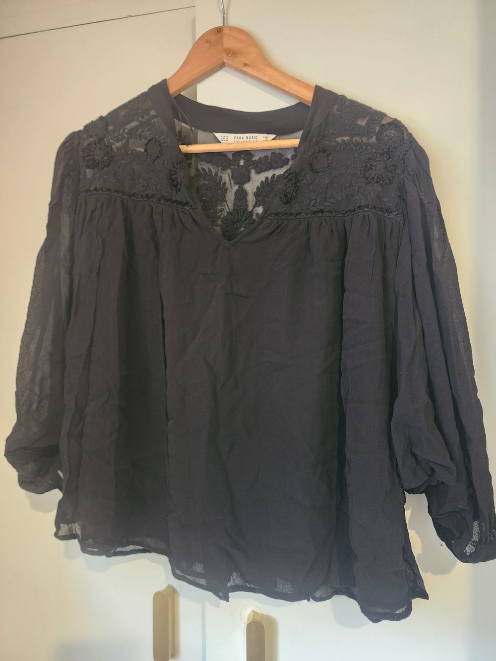 Zara Basic Black Batwing Top