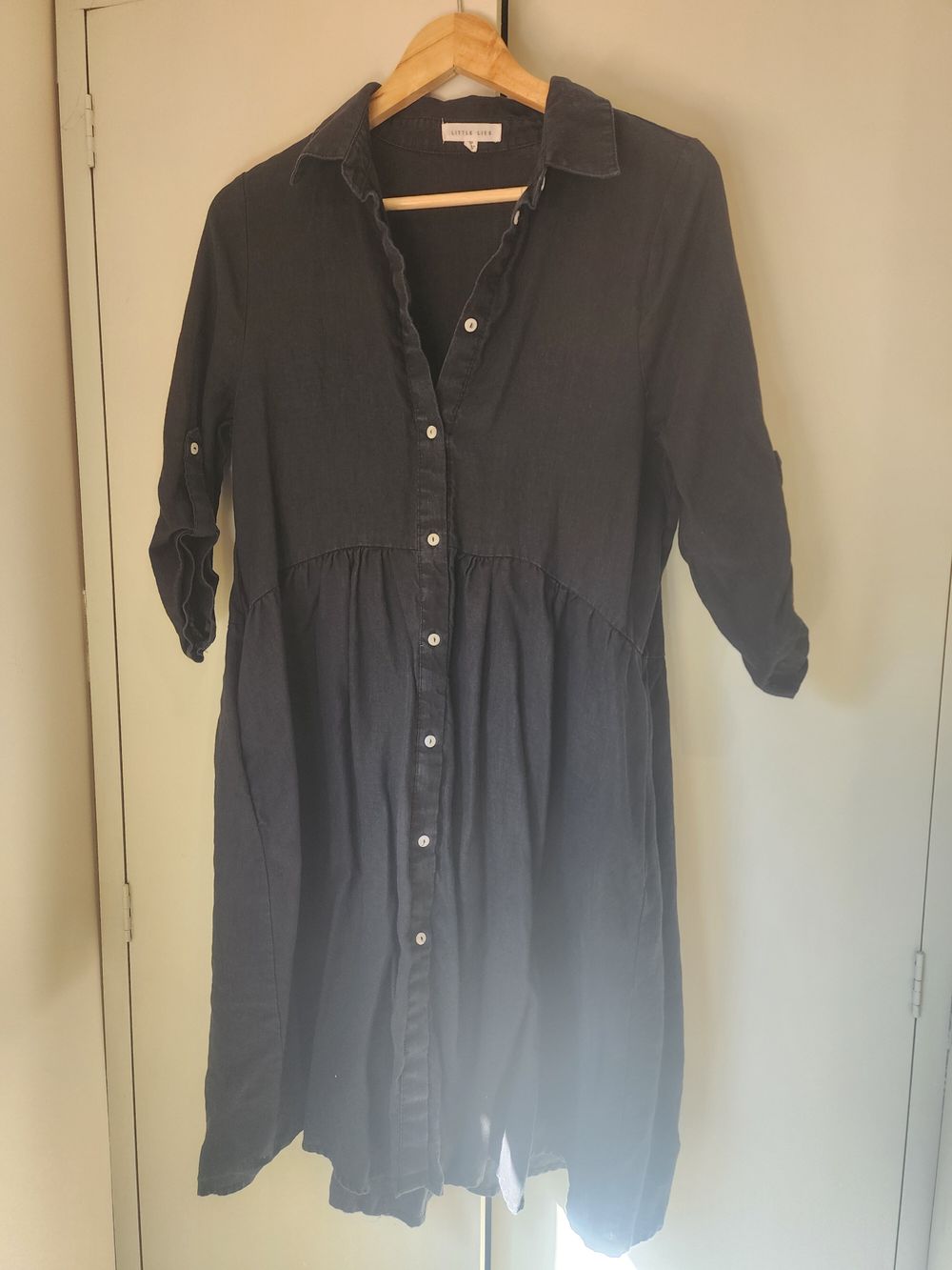 Little Lies Black 100% linen Dress