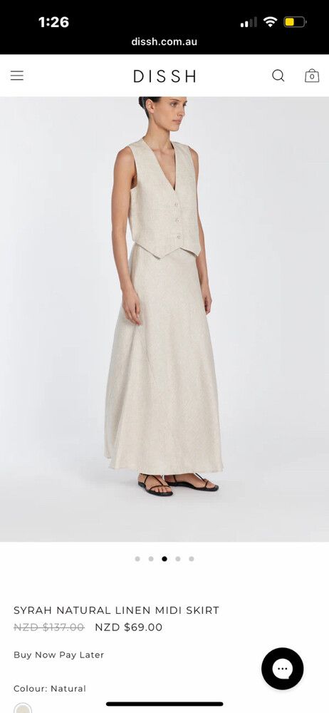 Diish Syrah Natural Linen Midi Skirt