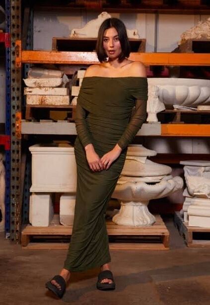Ruby Gene Mesh Maxi Dress Green