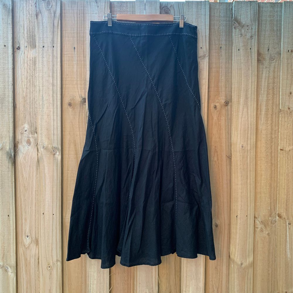 Fenn Wright Manson Black Linen Midi Skirt