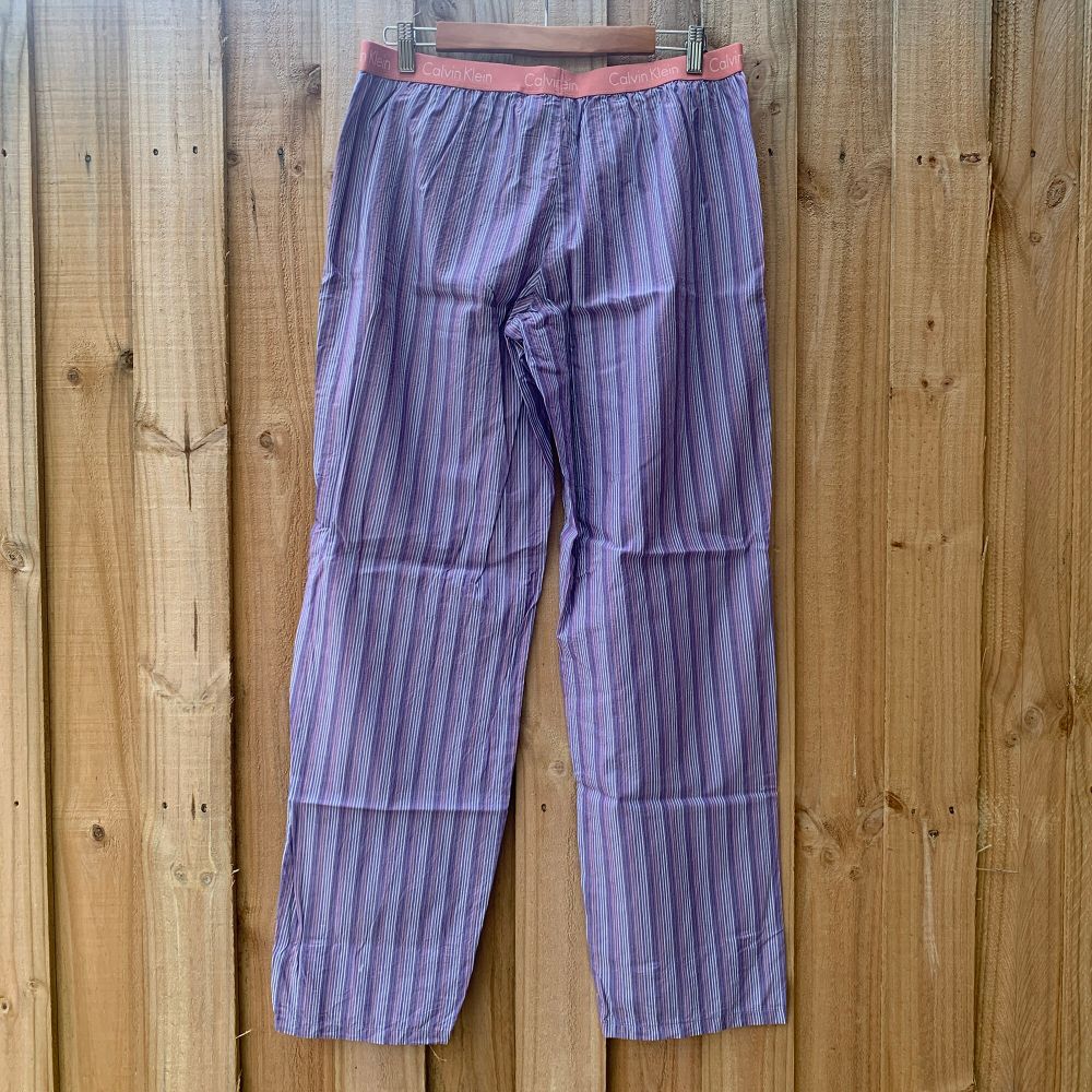 Calvin Klein Purple Striped Sleepwear Pants  Describe