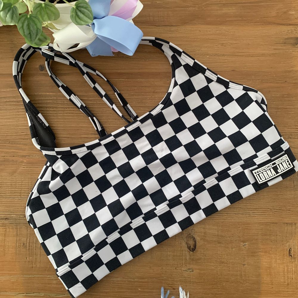 Lorna Jane Black And White Checkered Sports Bra
