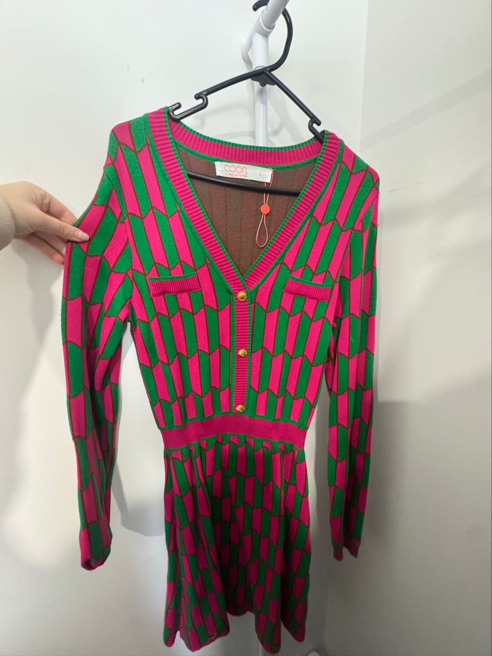 pink and green knit dress Green & Pink Striped Hummingbird Knit Midi Dress Queen of Sparkles