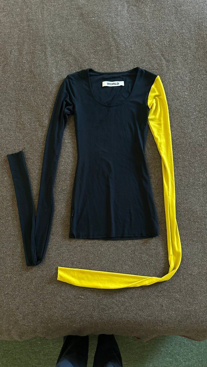 WORLD Black and Yellow Long Sleeve Top