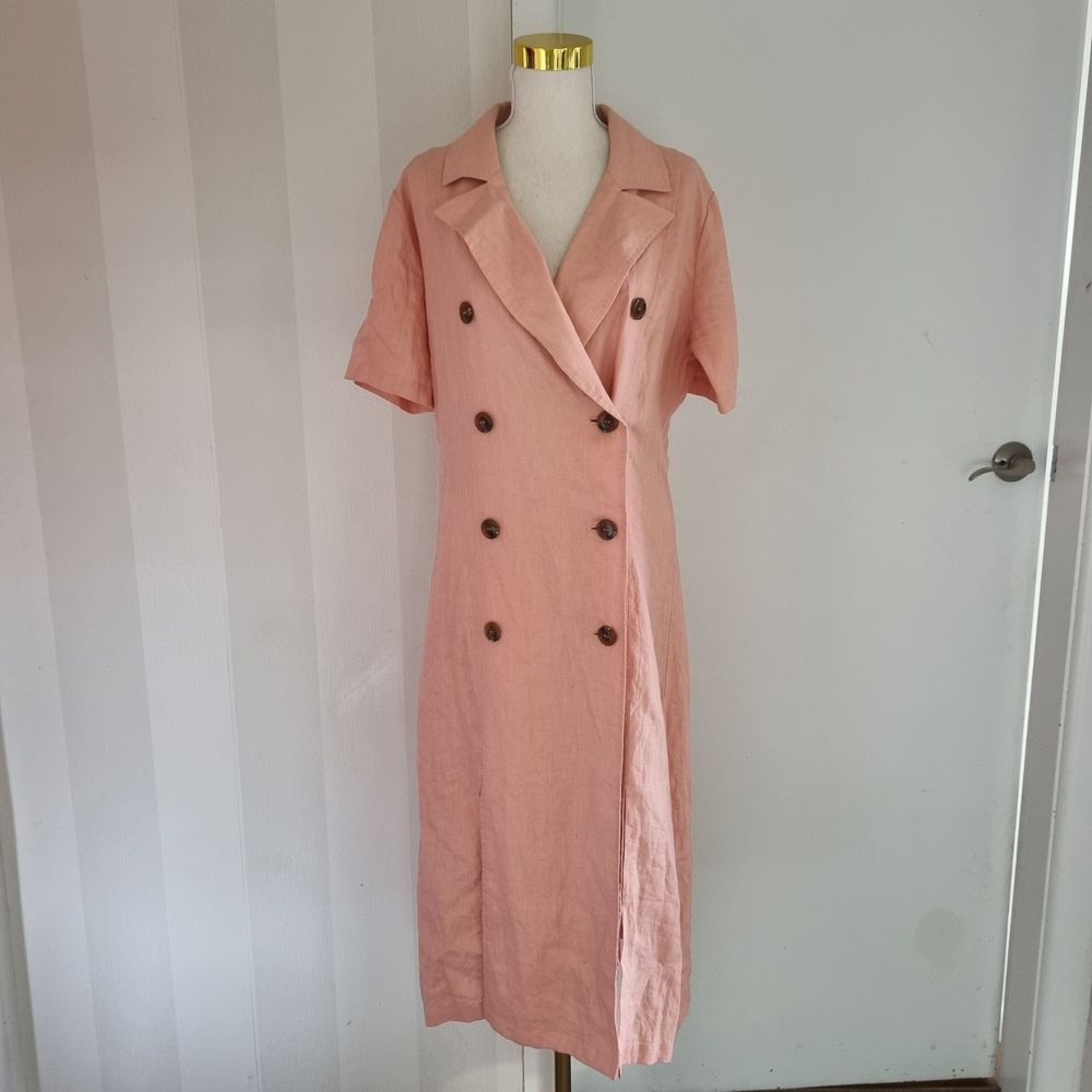 Sabatini Size 8 Peach Linen Dress