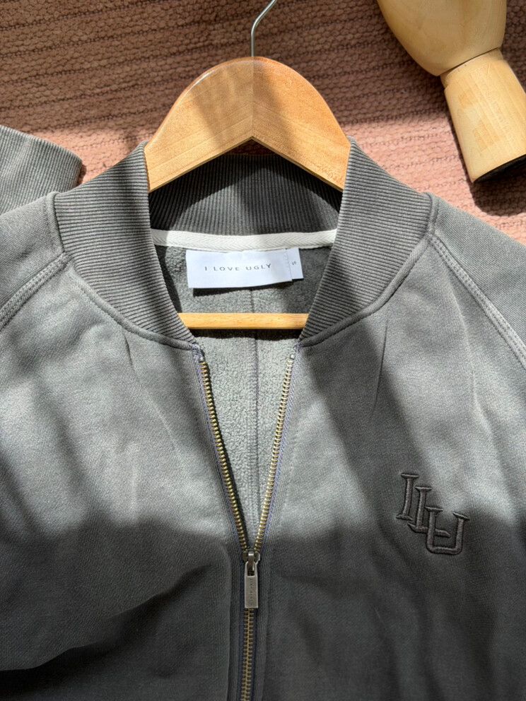 I Love Ugly Grey Bomber Jacket Size S