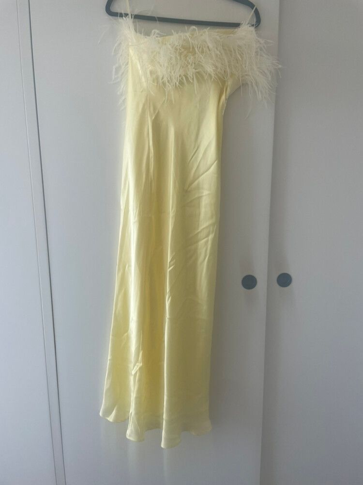 Zara lemon feather dress