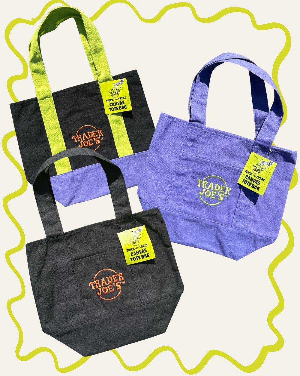 Trader Joe's Mini Canvas Tote Bag - Set of 3