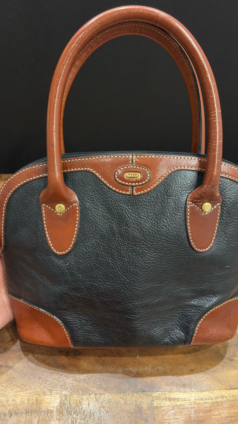 Bally Black And Brown Leather Handbag