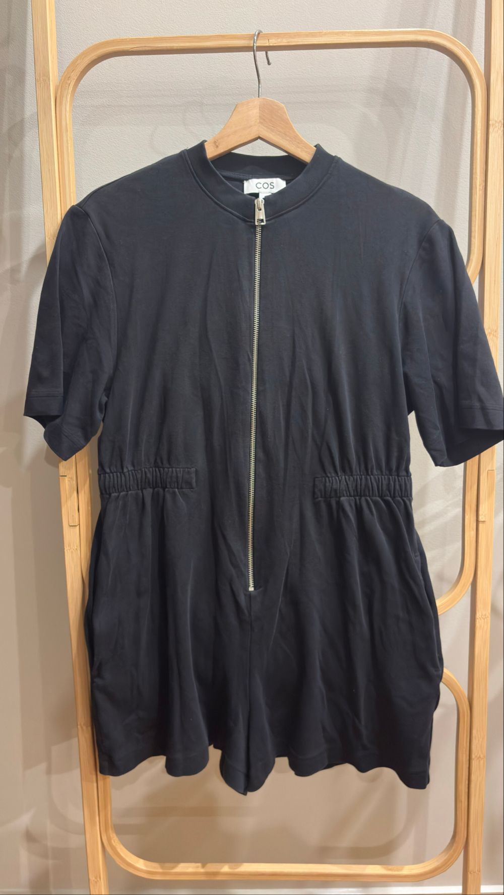 COS Black Zip Front Jumpsuit