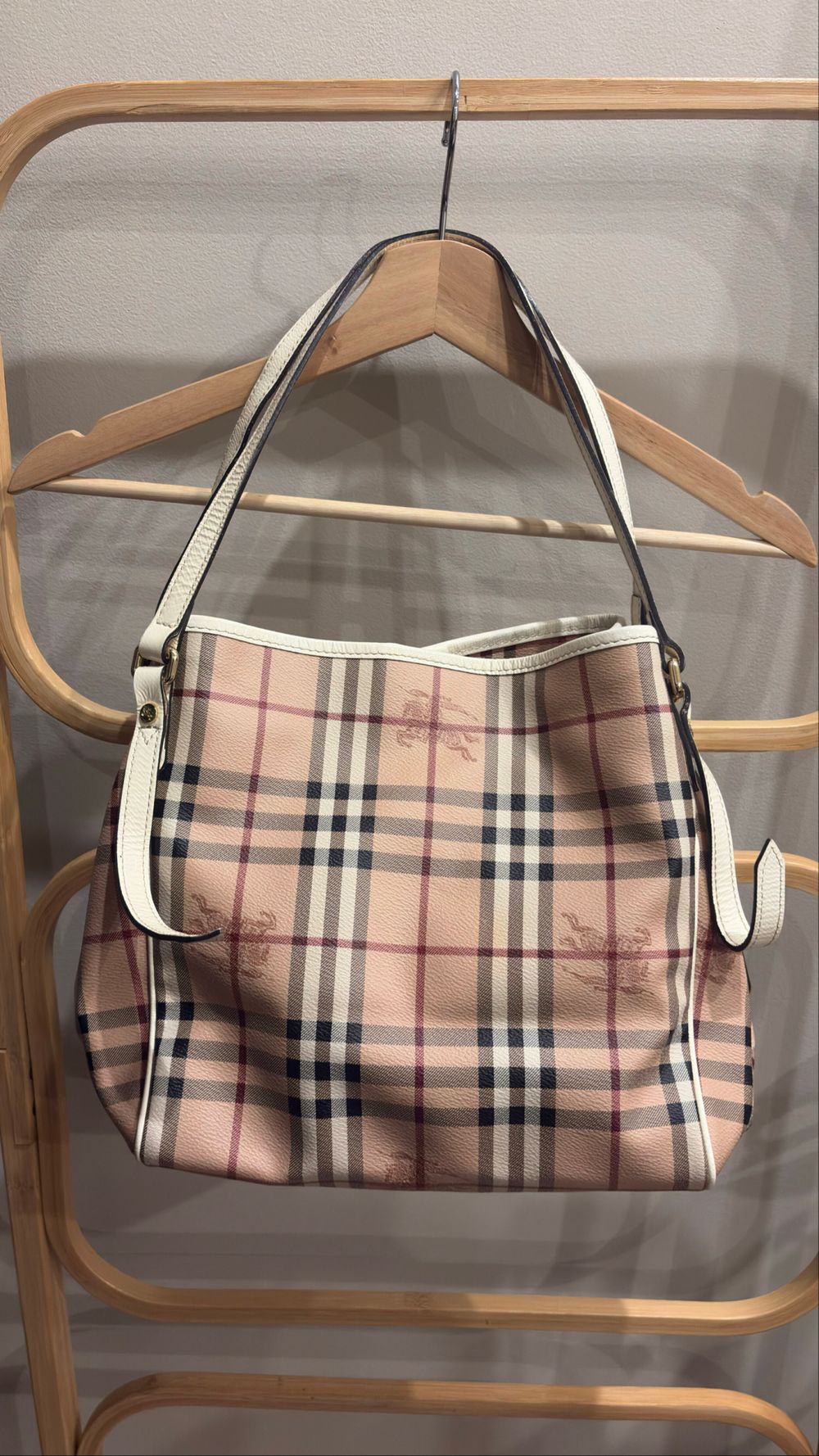 Burberry Haymarket Check Hobo Bag - Classic Nova/Haymarket Plaid with Cream Leather Trim