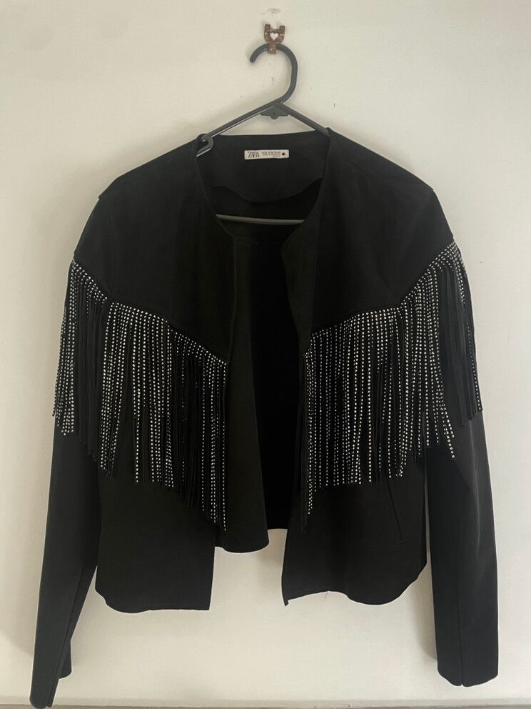 Zara Embellished suede jacket / M