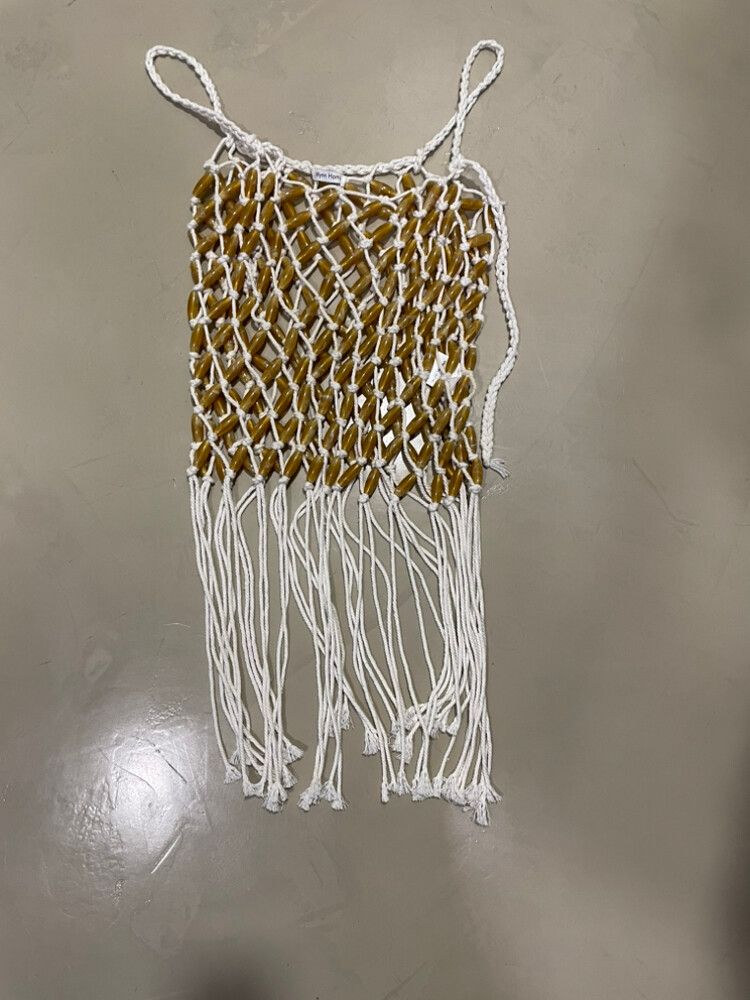 Wynn Hamlyn White And Amber Beaded Top