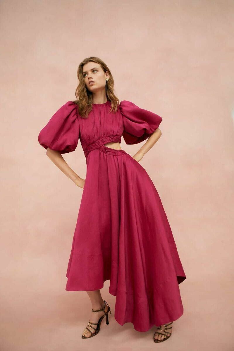 hot pink sequin dress long Open Back Hot Pink Sequin Feathered Long Train Prom Dress main image 0