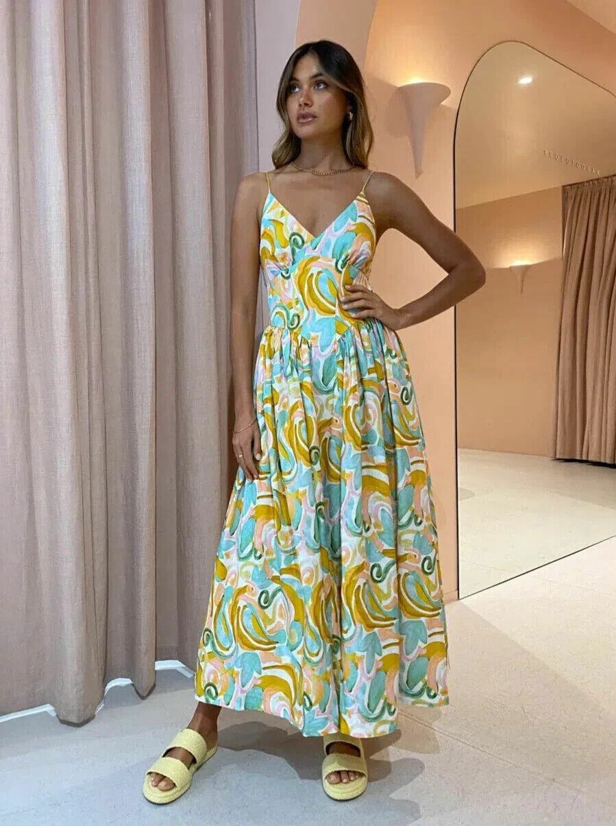 knee length dresses for ladies Jasmine Midi Dress | Abstract Fern
