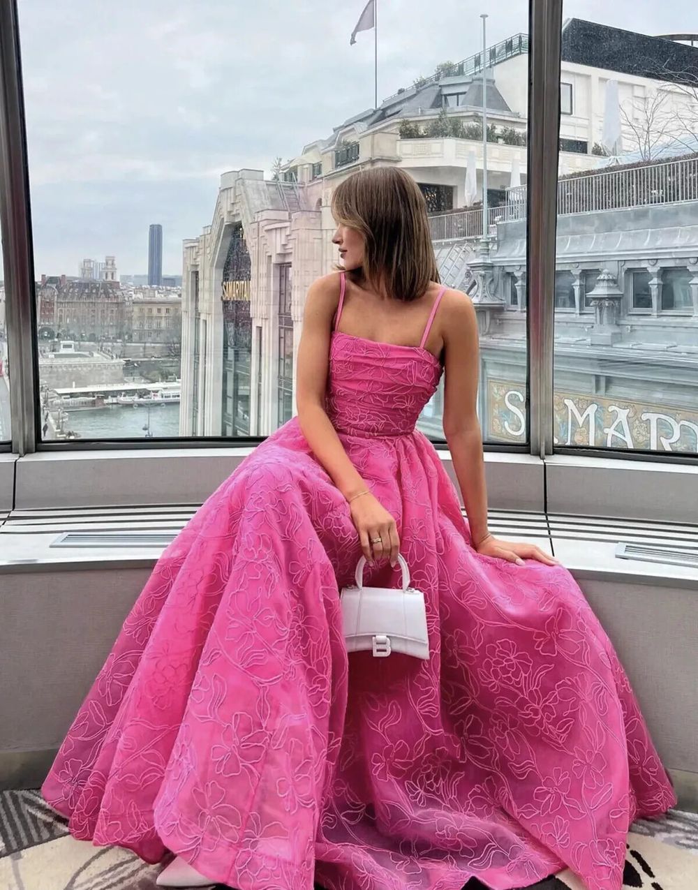 knee length dresses for ladies Aje Soundscape Maxi Dress Chalk Pink main image 1