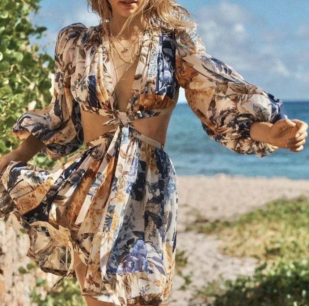 aliane cut out short dress Buy Zimmermann Multicolour Aliane Cut Out Short Dress in Cotton For Women Online