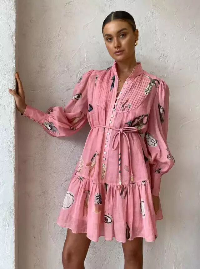Alemais Cleo Smock Mini Dress Pink - Size 10