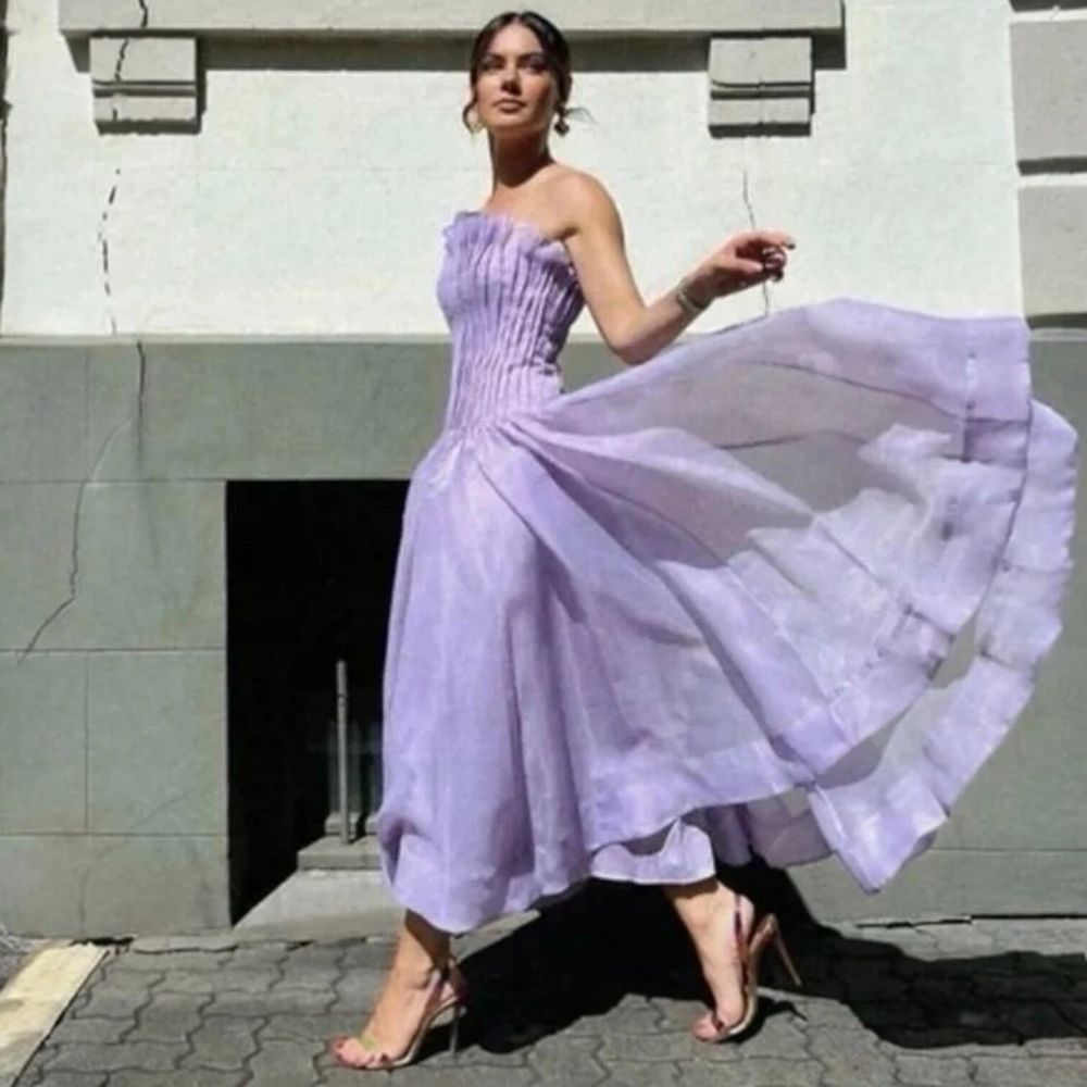 NWOT Aje Horizon Pintucked Midi Dress Size 6 Lilac