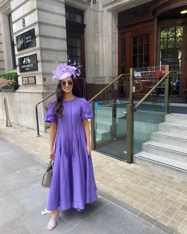 Aje Nova Pleated Midi Dress in Deep Violet Size 14