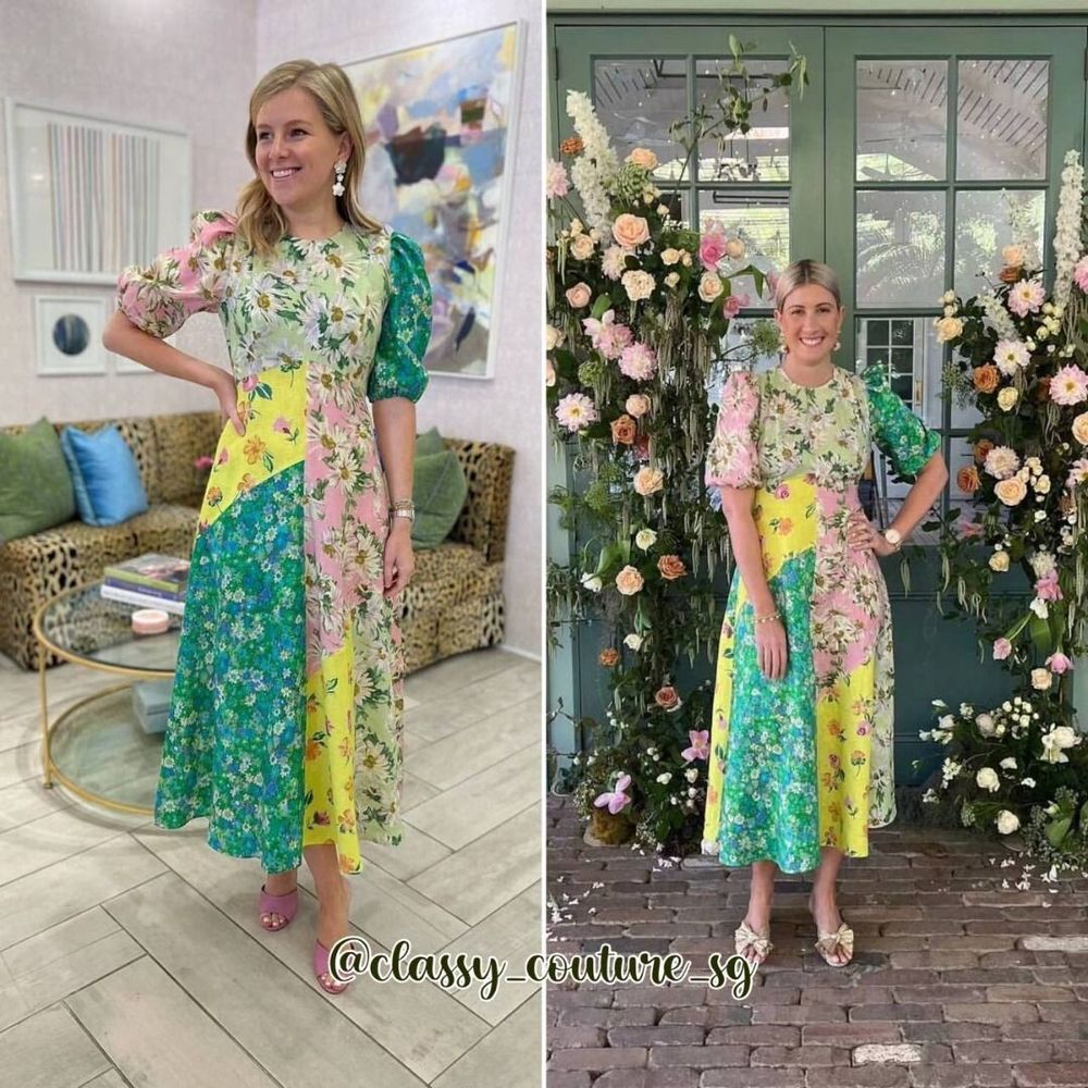 Alemais Kenzie Patchwork Midi Dress Size 10