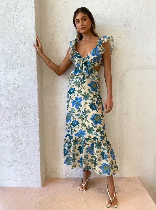 Sir the Label Celia Frill Midi Dress Size 1 / AU 8