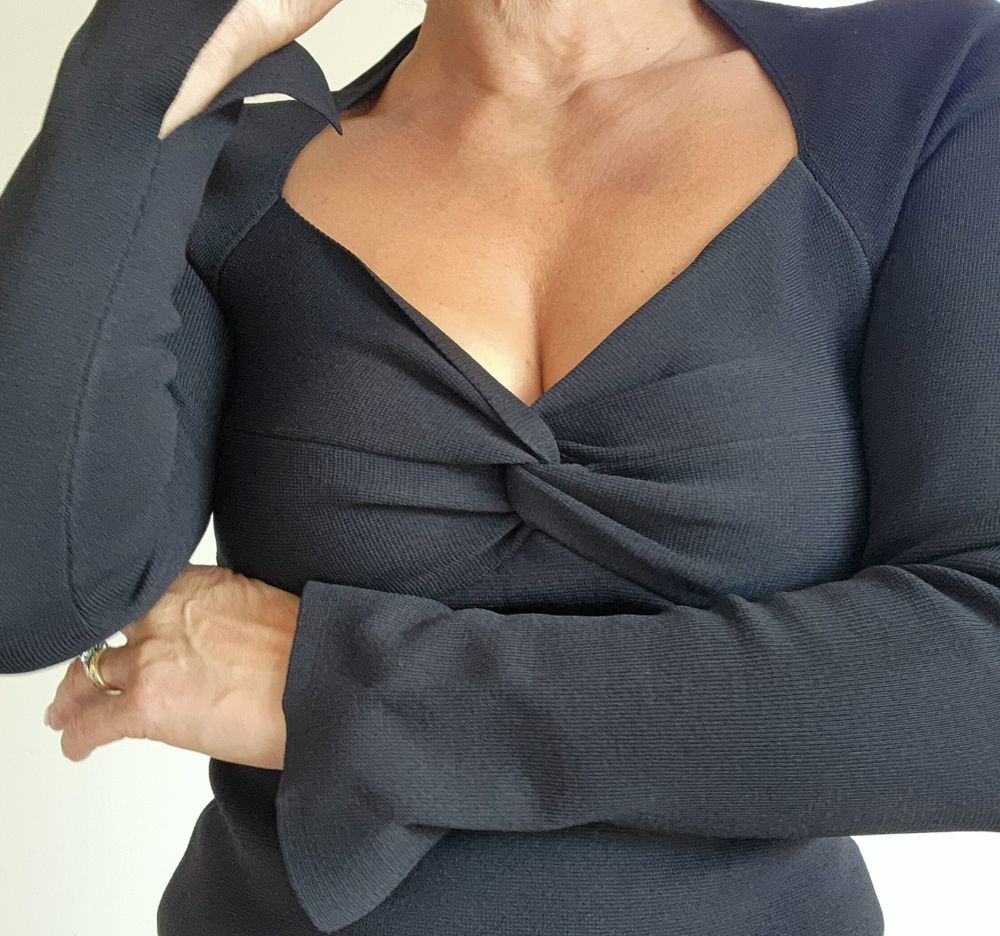 Husk black ribbed twist top
