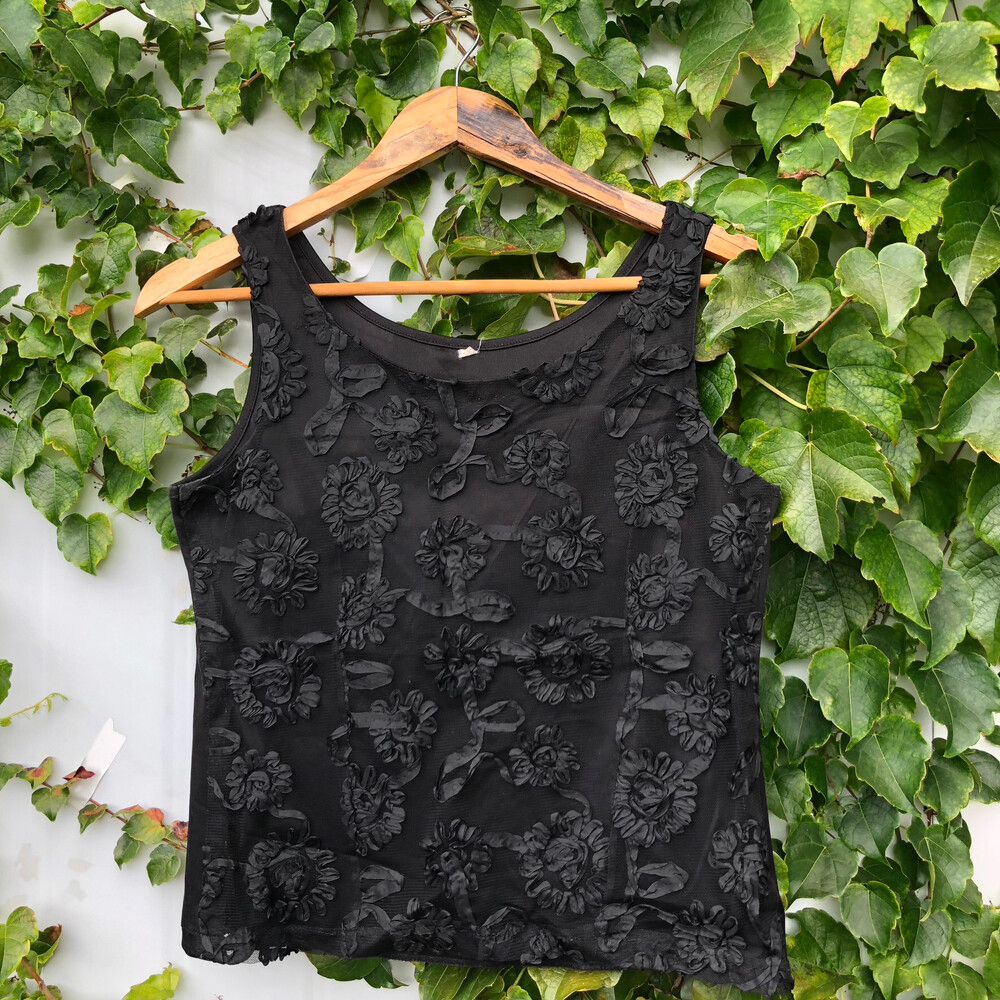 black embroidered top