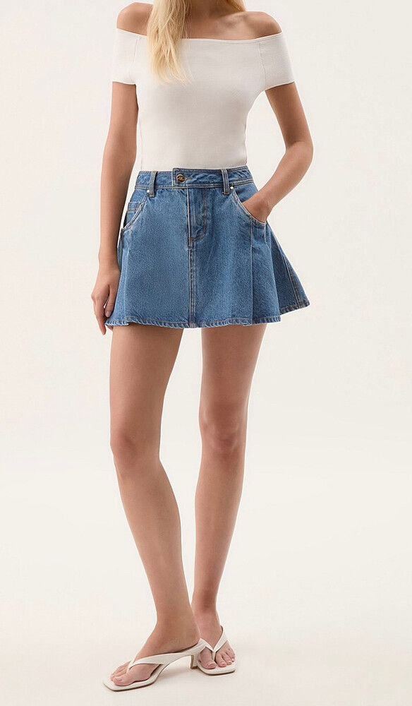 Aje Studio Flynn Denim Mini Skirt