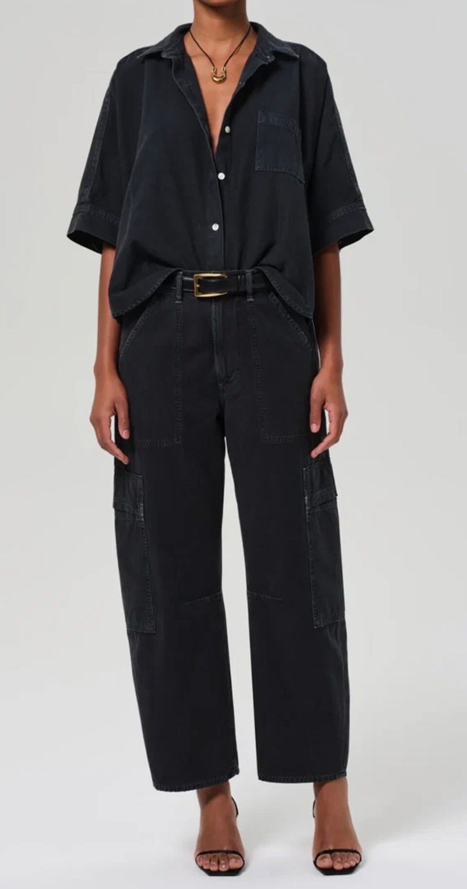 Citizens Of Humanity Marcelle Low Slung Easy Cargo - Washed Black