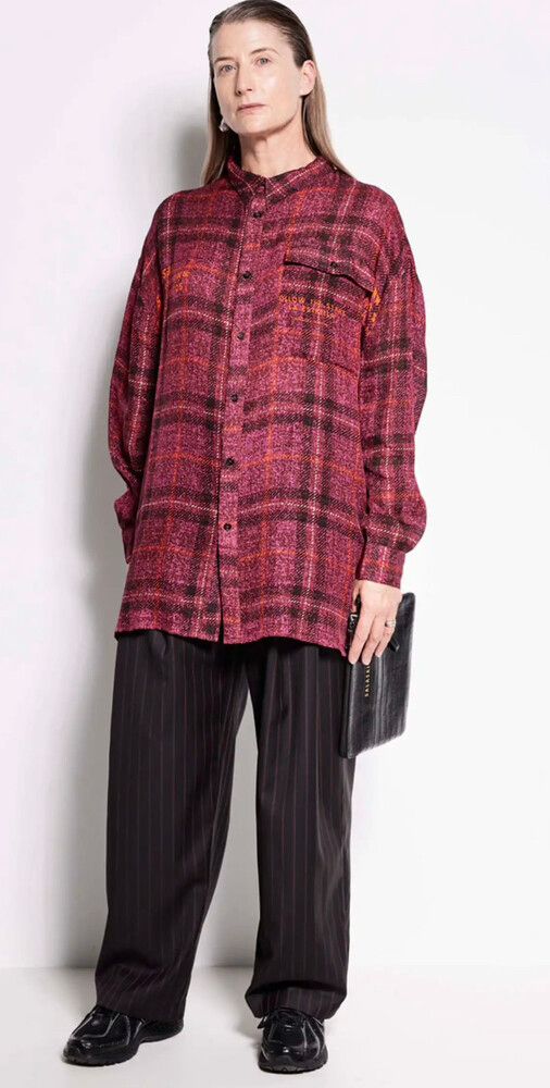 SALASAI Rose Compass silk check shirt
