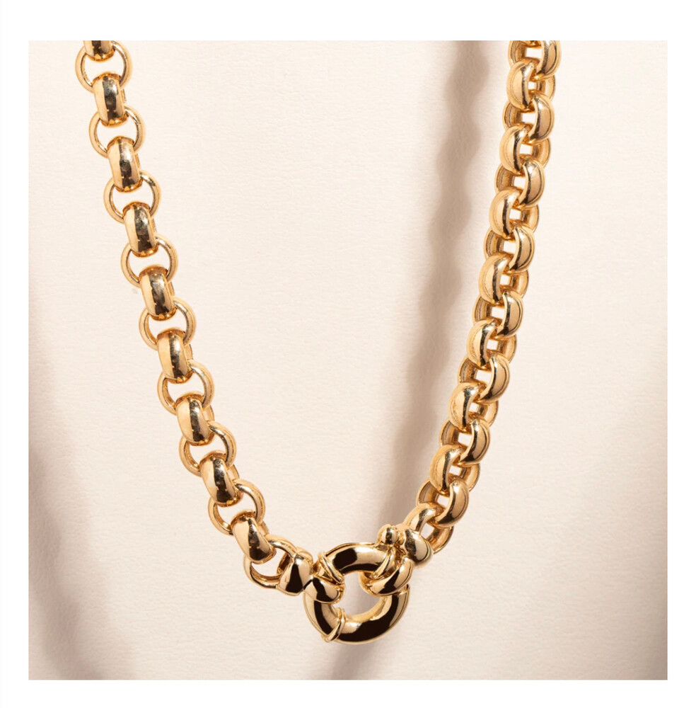 9 carat yellow gold round belcher necklace