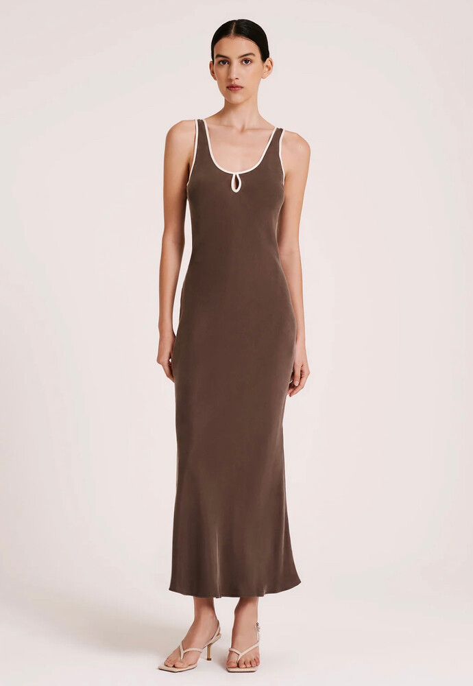 nude lucy brown maxi dress NUDE LUCY SARA MESH MAXI DRESS main image 0