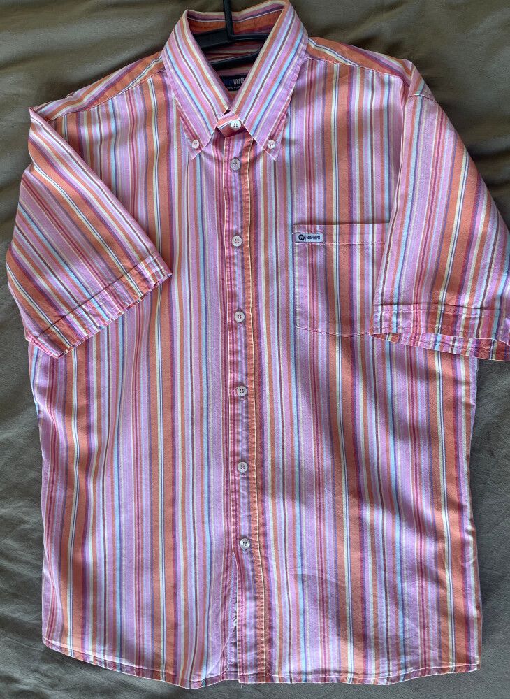 Peterwerth Pink Stripe Short Sleeve Shirt M