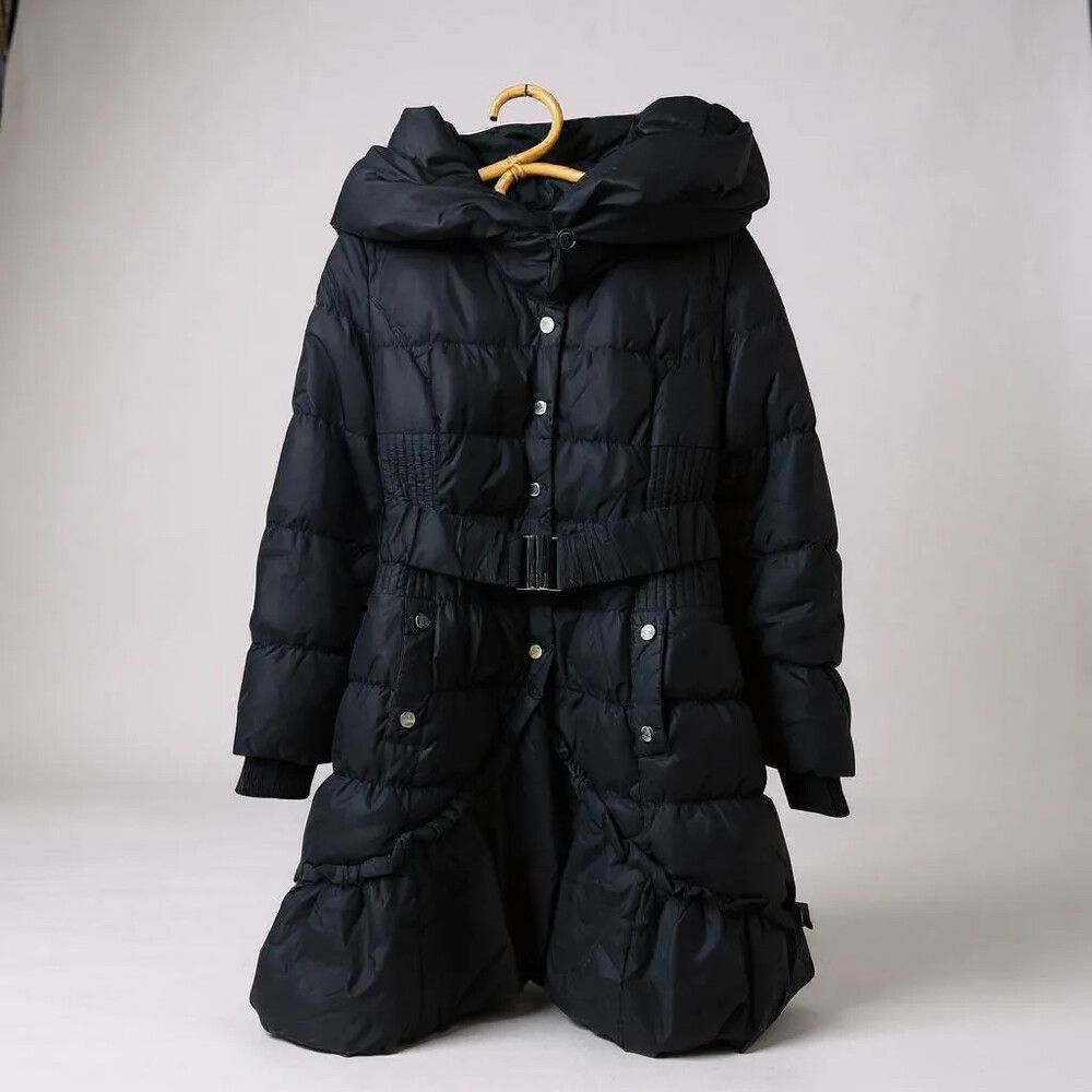 Karen Millen Black Feather and Down Puffer Jacket Coat and Belt