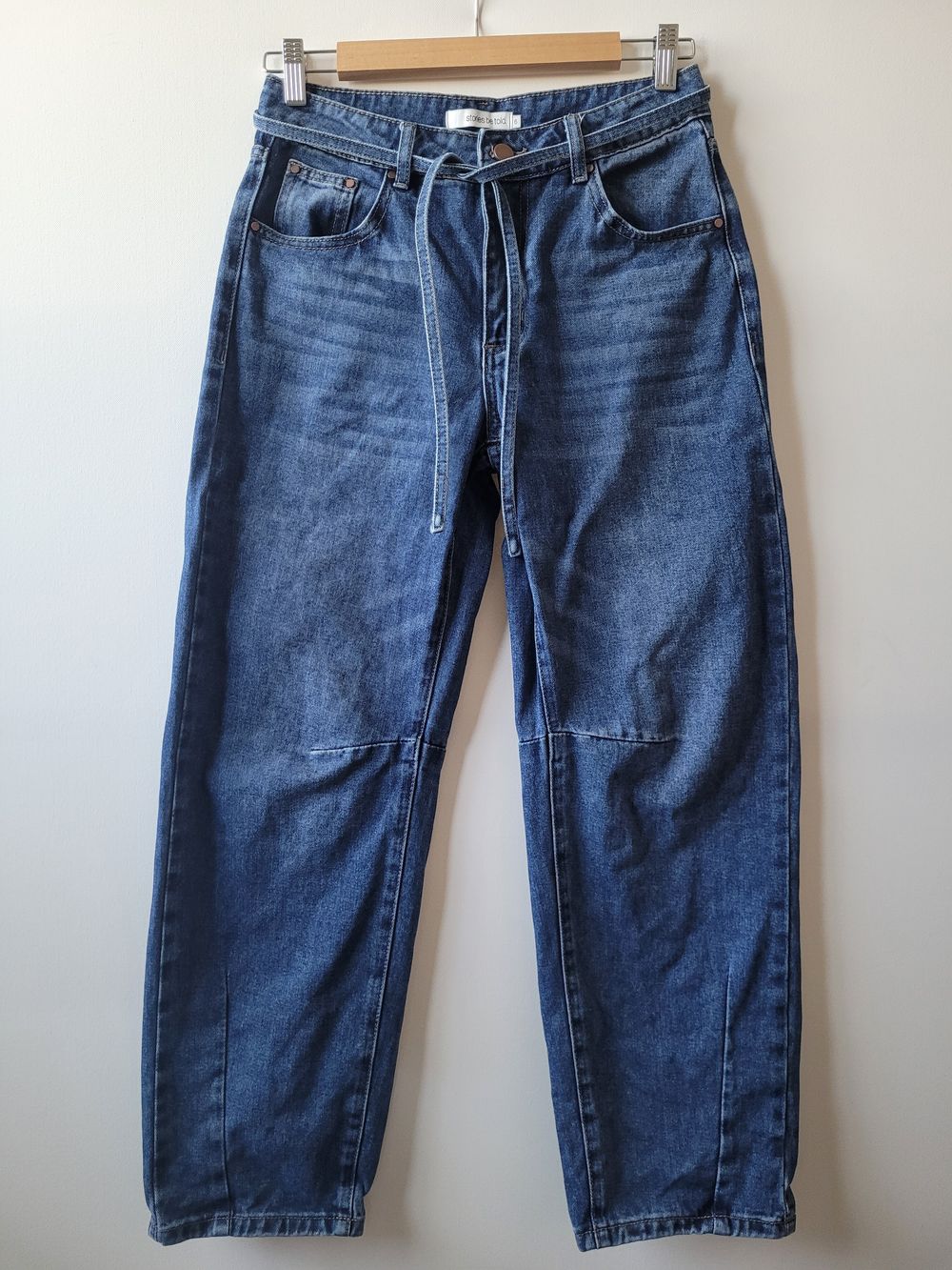Stories Be Told Campus Tie Waist Barrel Jeans - 6