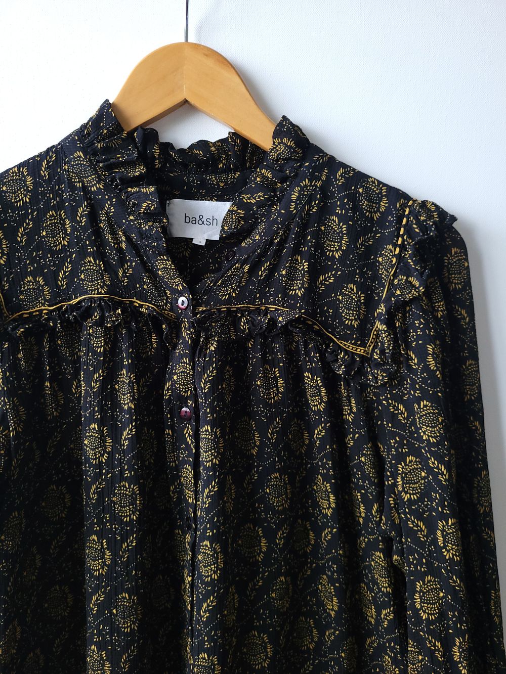 Ba&sh Bora Printed Ruffle Blouse