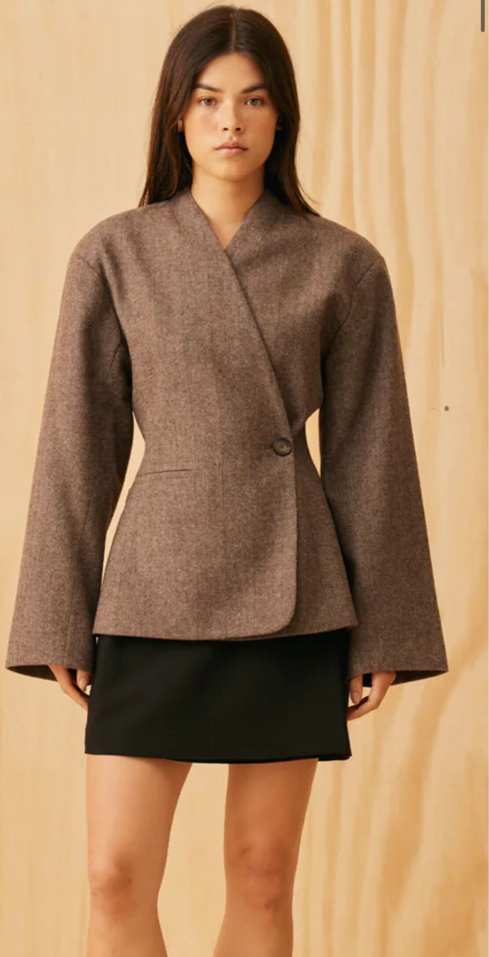Ruby COCO Blazer herringbone wool brown cinched waist