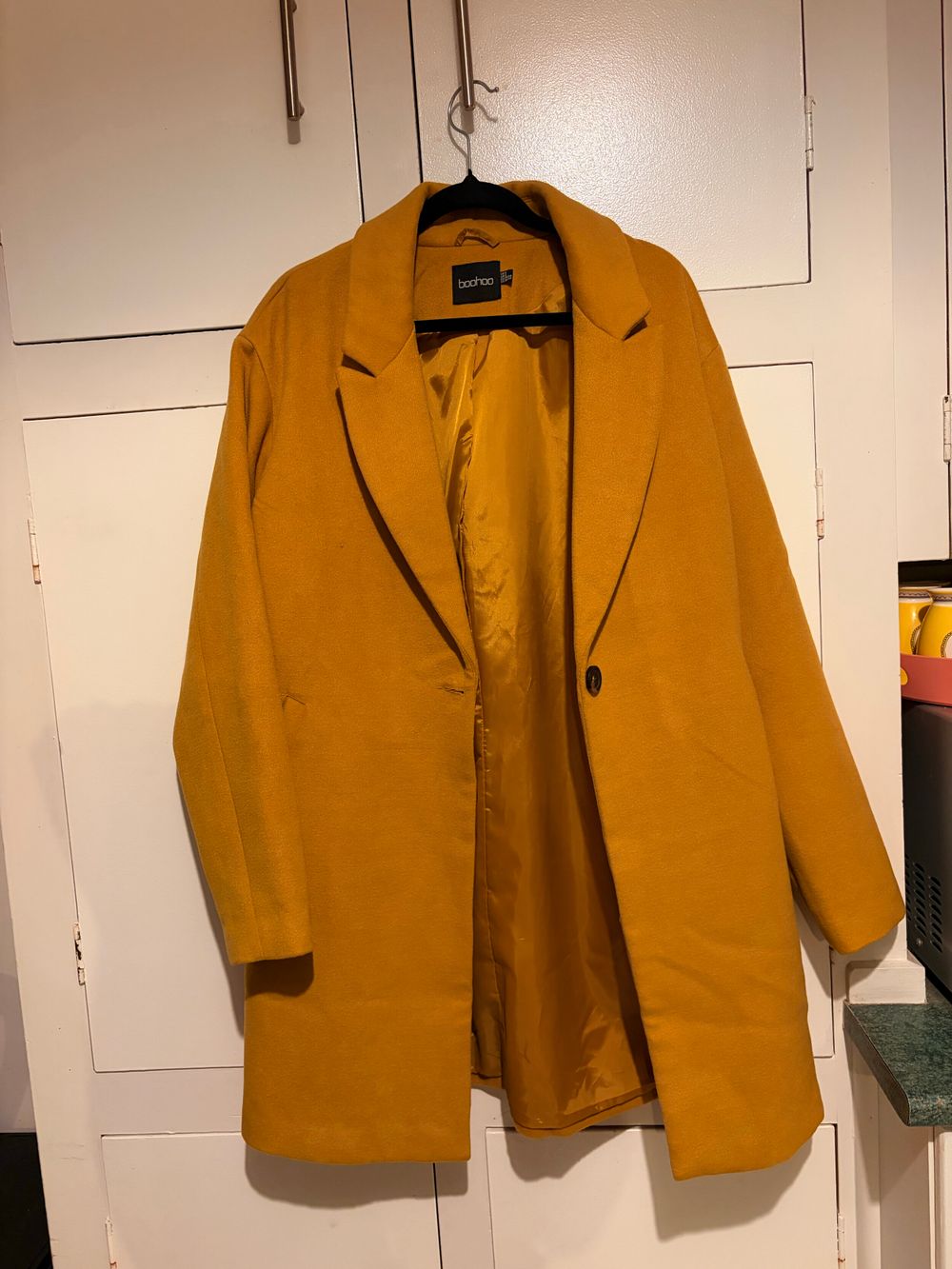 Boohoo Mustard Longline Coat