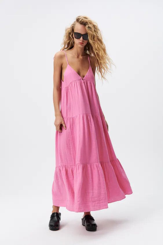 Zara - Pink Tiered Dress on Designer Wardrobe