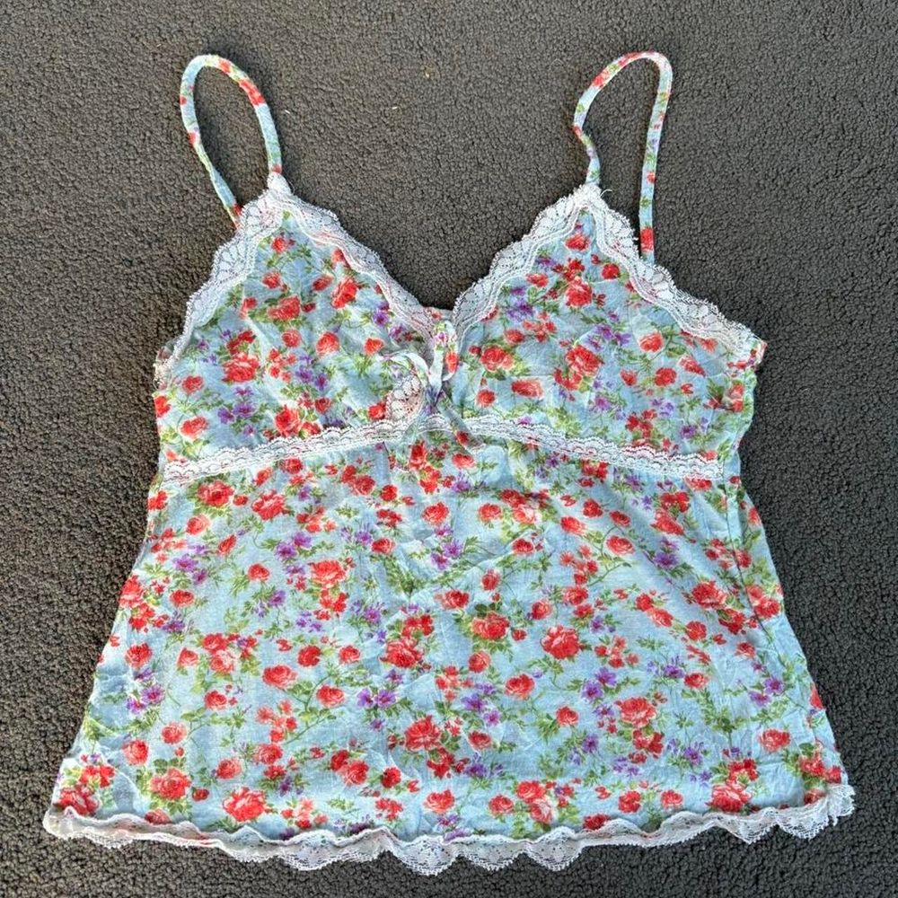 Vintage Floral Lace Trim Camisole